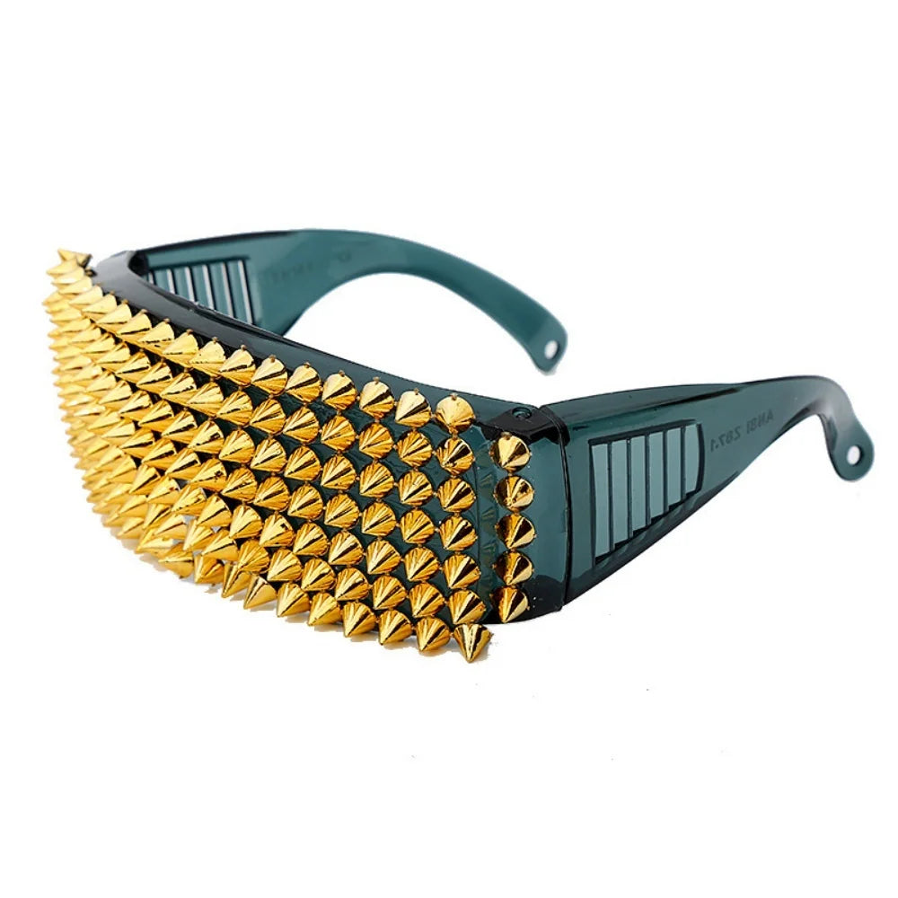 Luxury Designer Sunglasses Unusual Steampunk Glasses Men's Gold Shades for Women Rivet Lady Fashion Points Sun Party Handmade