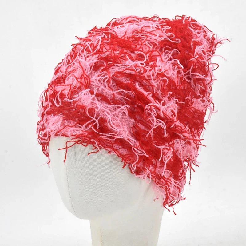 Distressed Fuzzy Knit Balaclava