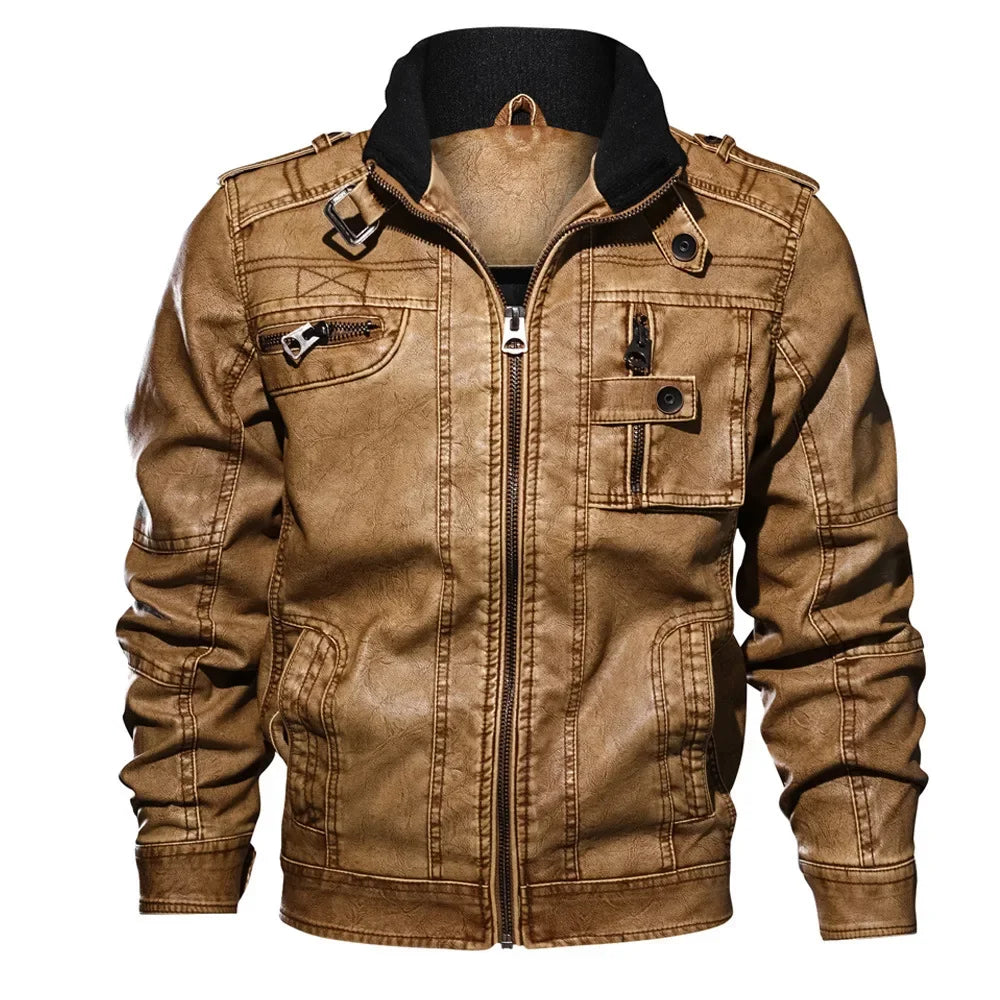 New Autumn and Winter Men's Motorcycle Windproof Jacket Men's Trendy Youth Versatile Casual Leather Jacket