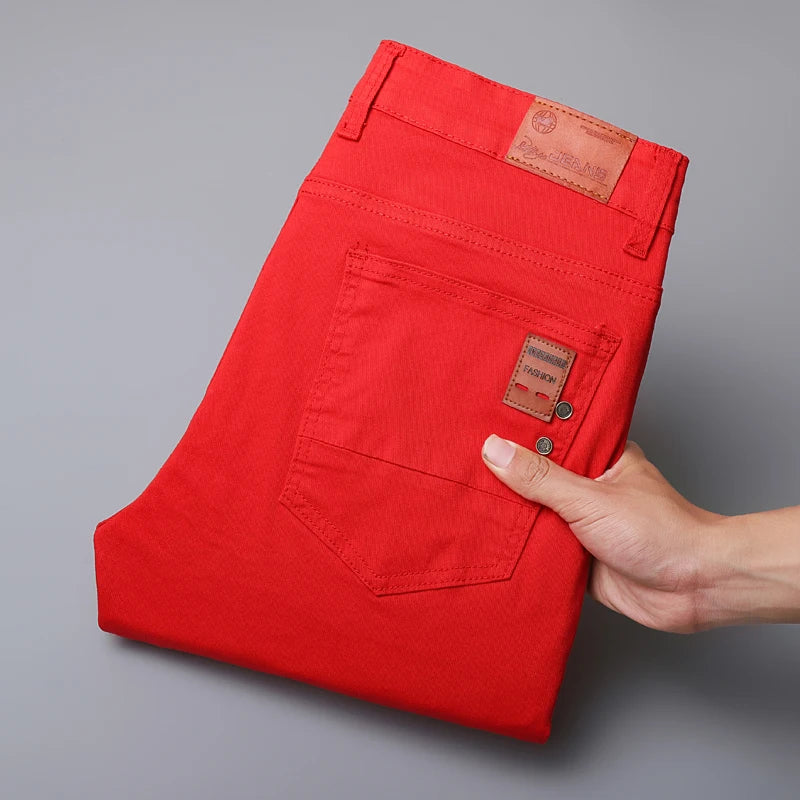 Business Stretch Solid Color Jeans Men Casual Straight Comfortable Fashion Classic Simple Brand Male Denim Pants