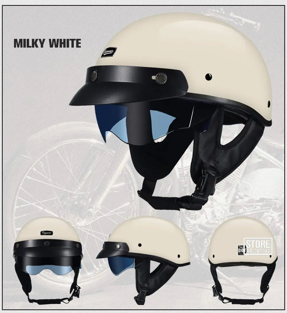 Retro Motorcycle Helmet DOT Certification Moto Helmet Men Women Half Helmet HD Lens Casco Four Seasons Riding Scooter Capacetes