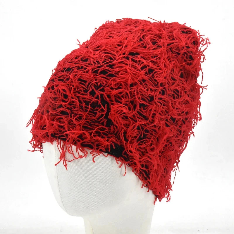 Distressed Fuzzy Knit Balaclava