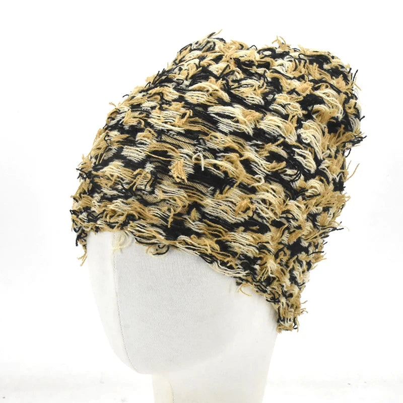 Distressed Fuzzy Knit Balaclava