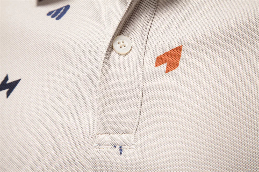 Summer New Men's POLO Shirt Letter Full Body Print Lapel Short-sleeved Polo Shirt Men's