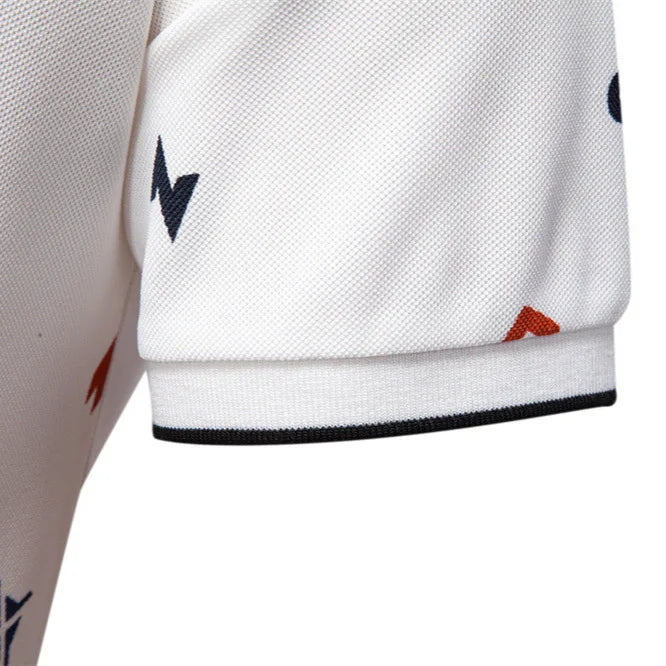 Summer New Men's POLO Shirt Letter Full Body Print Lapel Short-sleeved Polo Shirt Men's
