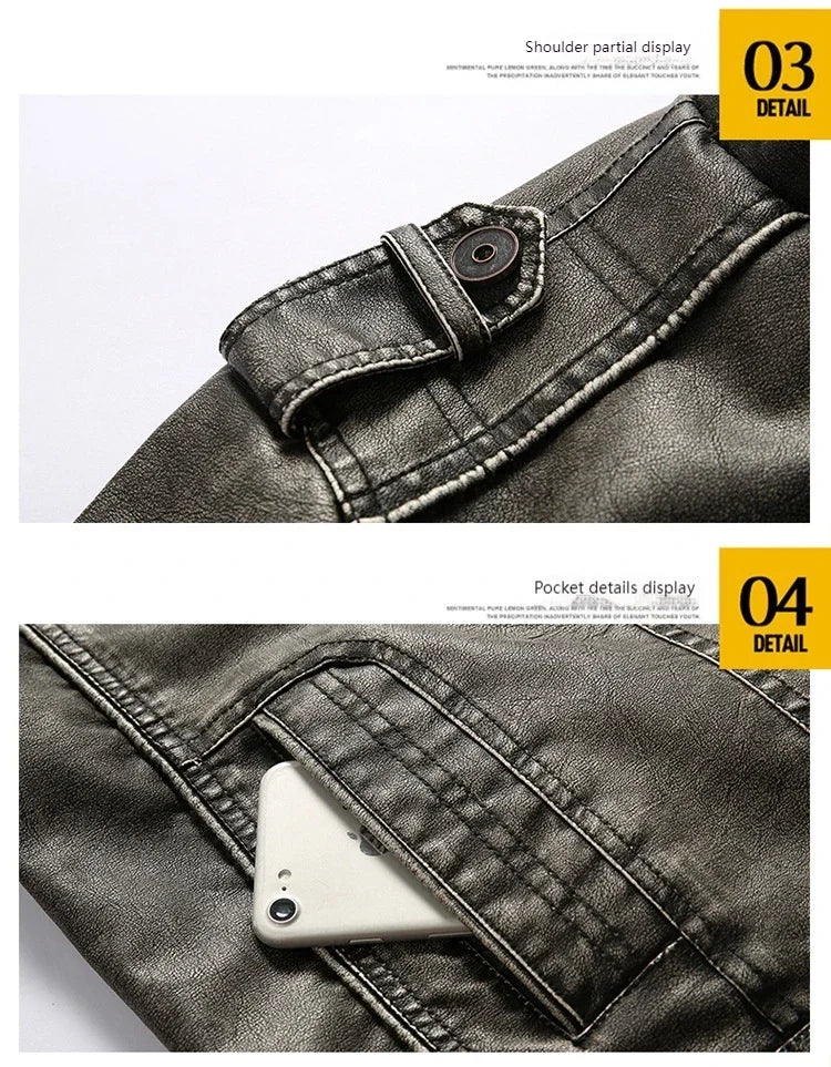 New Autumn and Winter Men's Motorcycle Windproof Jacket Men's Trendy Youth Versatile Casual Leather Jacket