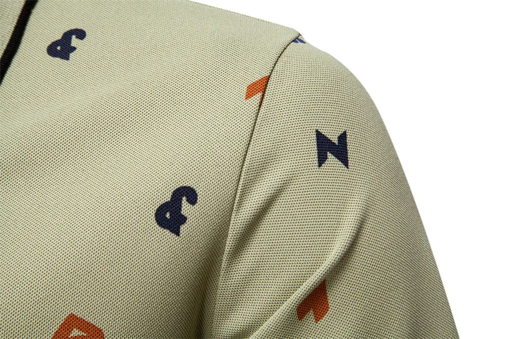 Summer New Men's POLO Shirt Letter Full Body Print Lapel Short-sleeved Polo Shirt Men's