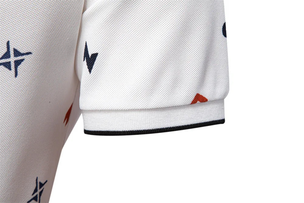 Summer New Men's POLO Shirt Letter Full Body Print Lapel Short-sleeved Polo Shirt Men's