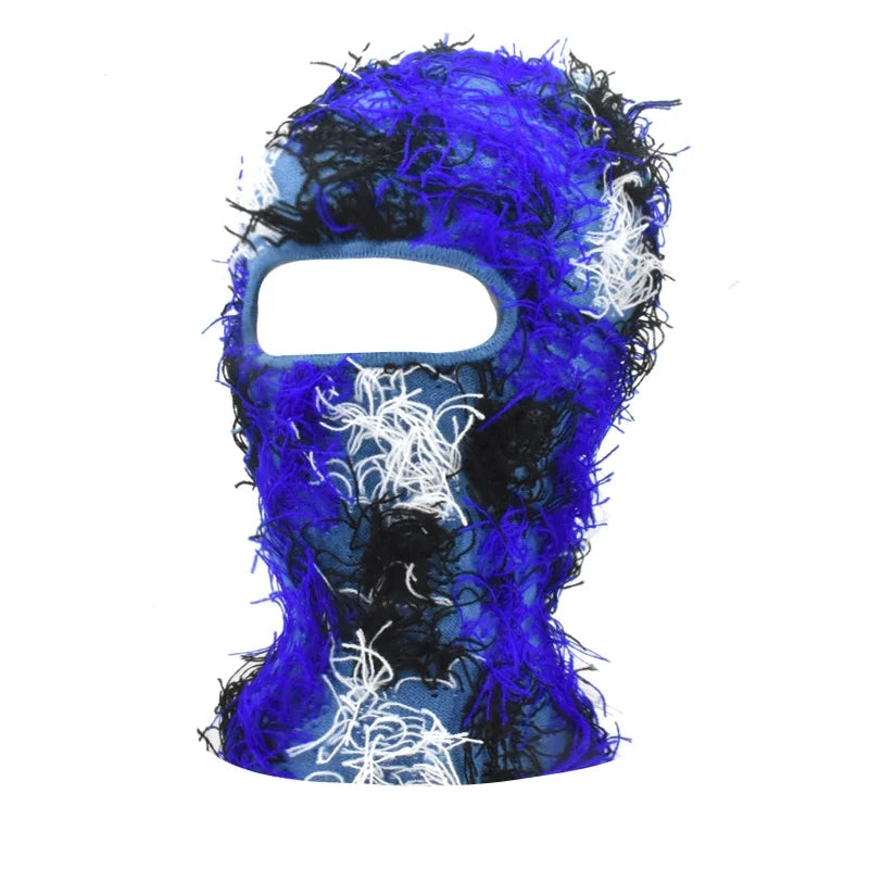Distressed Fuzzy Knit Balaclava