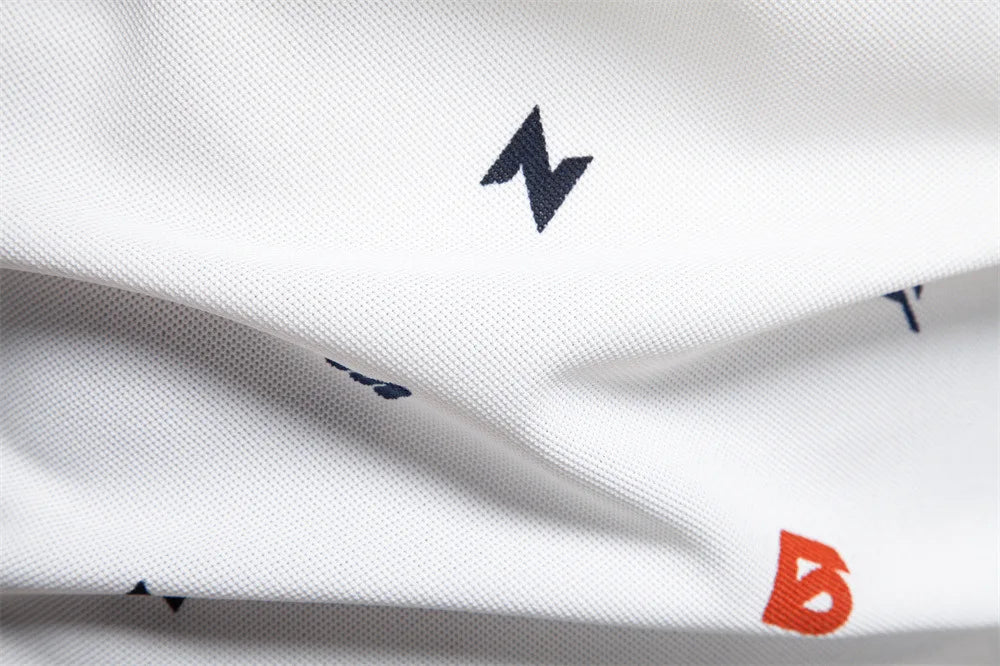 Summer New Men's POLO Shirt Letter Full Body Print Lapel Short-sleeved Polo Shirt Men's