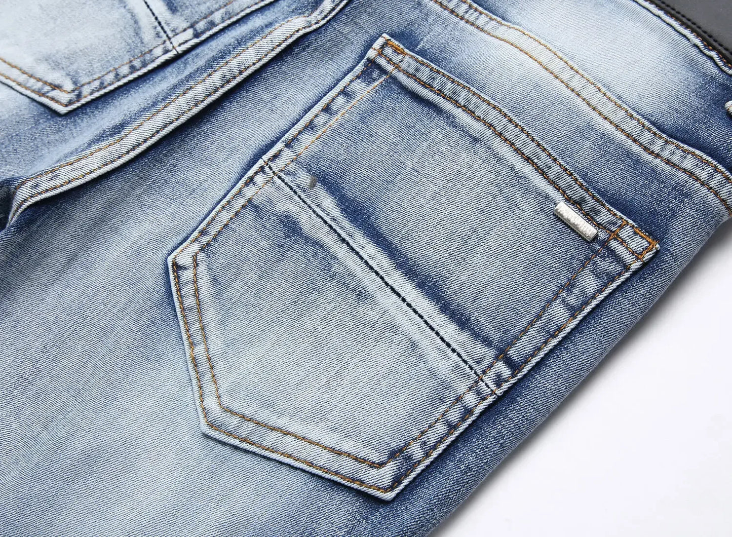 Blue Eyed Snake Embroidery Street Style Jeans For Teenagers Elastic Waist Cotton Material Casual Scene Suitable