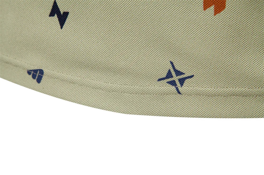 Summer New Men's POLO Shirt Letter Full Body Print Lapel Short-sleeved Polo Shirt Men's