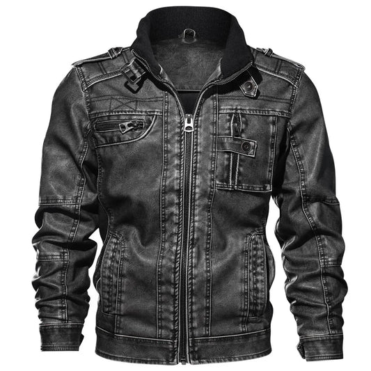 New Autumn and Winter Men's Motorcycle Windproof Jacket Men's Trendy Youth Versatile Casual Leather Jacket