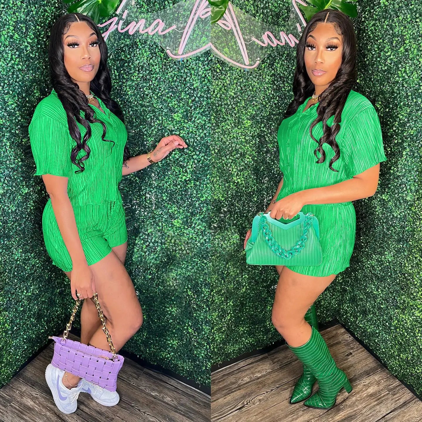 CM.YAYA Street Vintage Pleated Women's Set Short Sleeve Shirt Blouse and Shorts Suit 2023 INS Two 2 Piece Set Outfit Tracksuit