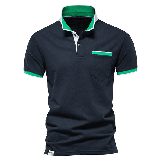 Men's Polo Shirt T-shirt Summer Lapel Breathable Sports Splicing Pocket Men's Polo Short Sleeve