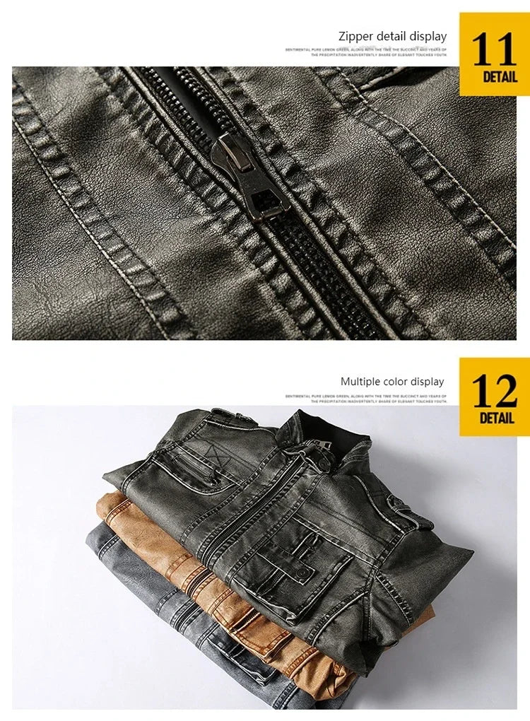 New Autumn and Winter Men's Motorcycle Windproof Jacket Men's Trendy Youth Versatile Casual Leather Jacket