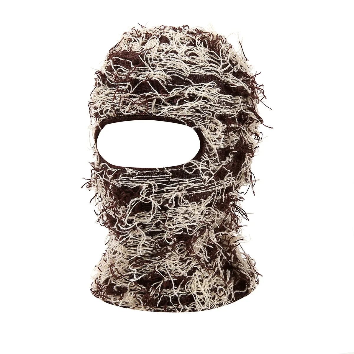 Distressed Fuzzy Knit Balaclava