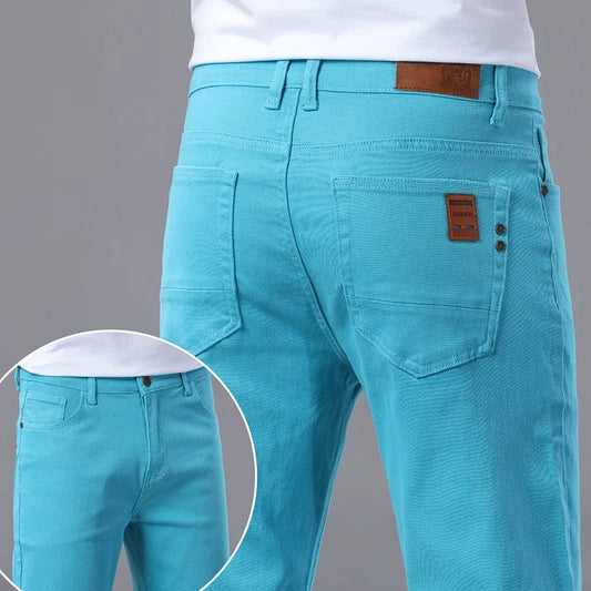 Business Stretch Solid Color Jeans Men Casual Straight Comfortable Fashion Classic Simple Brand Male Denim Pants