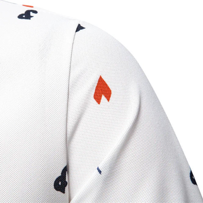 Summer New Men's POLO Shirt Letter Full Body Print Lapel Short-sleeved Polo Shirt Men's