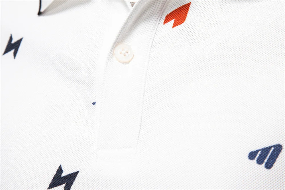 Summer New Men's POLO Shirt Letter Full Body Print Lapel Short-sleeved Polo Shirt Men's
