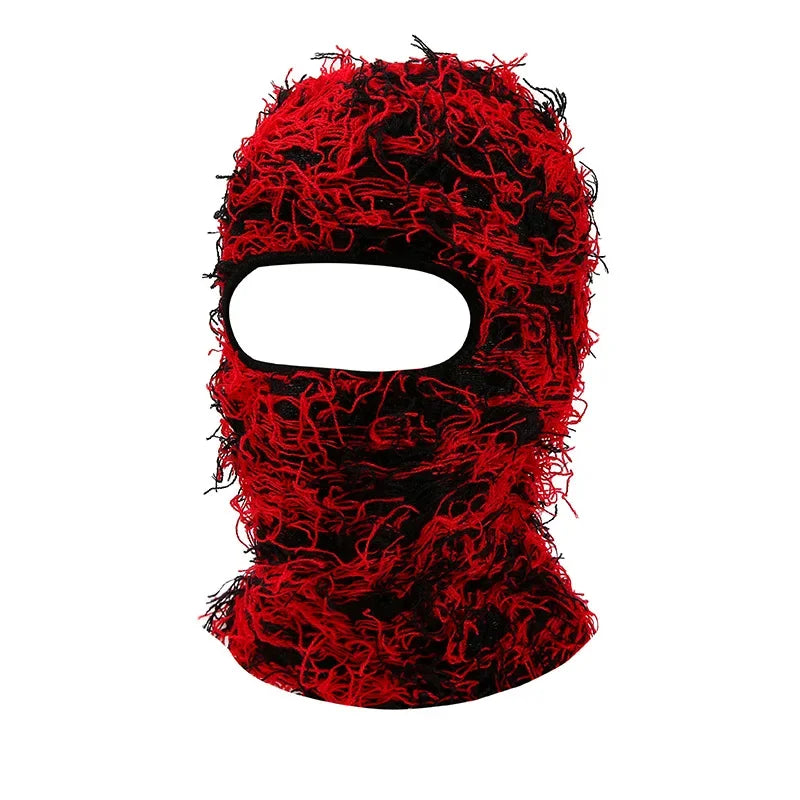 Distressed Fuzzy Knit Balaclava