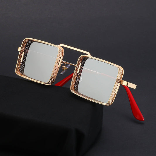 Steampunk Metal Hollow Men Square Frame Women Shades - Stylish