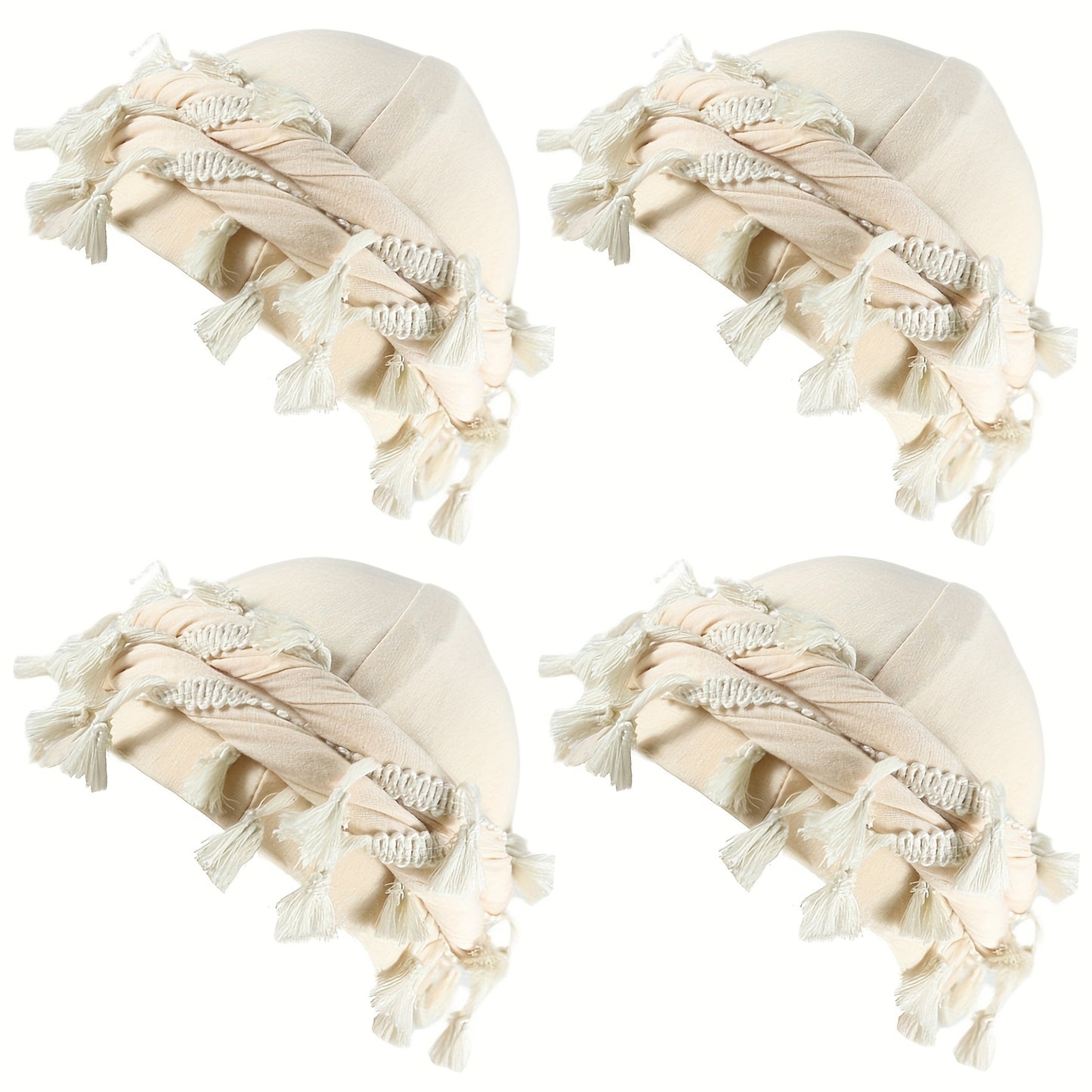 4pcs Funky Retro Tassel Headbands & Pirate Hats - Modal, Stretch Fabric for Men, Funky Personality Style