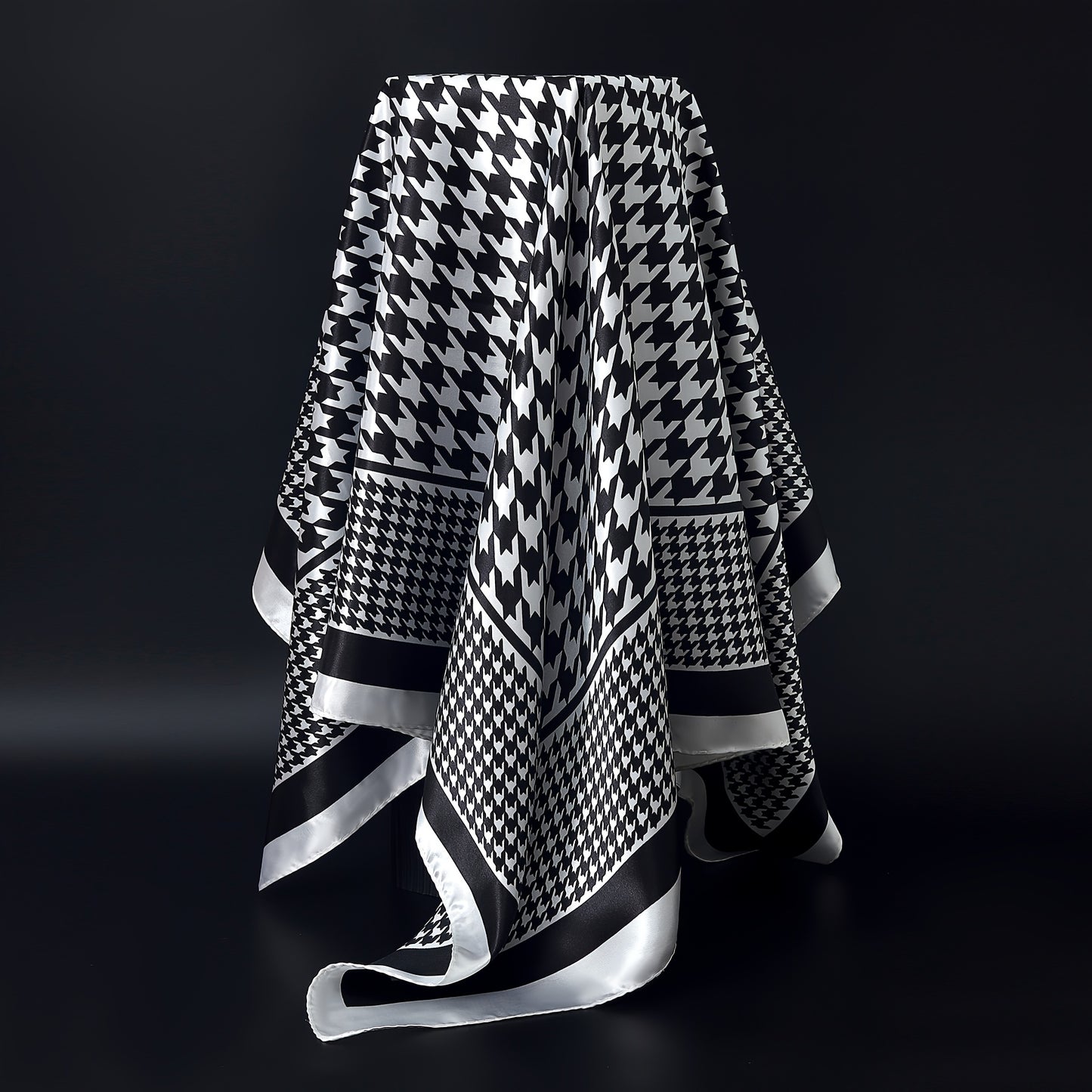 Luxury Houndstooth Satin Scarf