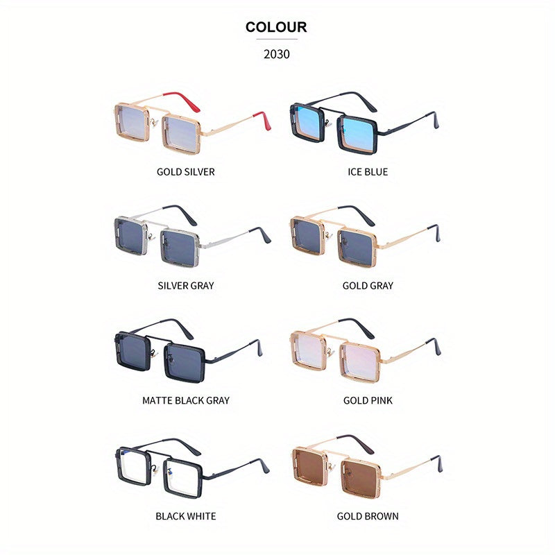 Steampunk Metal Hollow Men Square Frame Women Shades - Stylish
