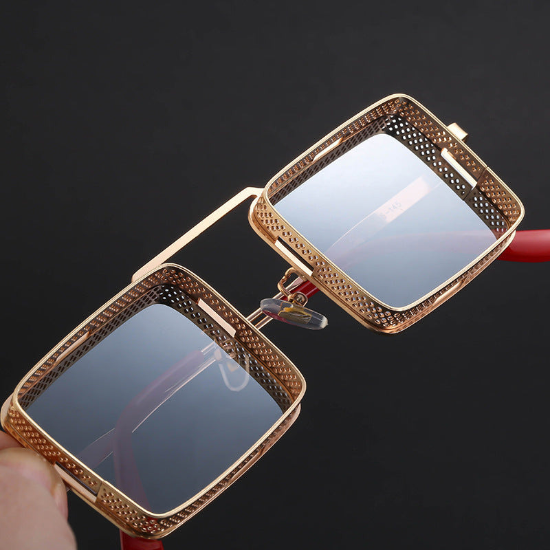 Steampunk Metal Hollow Men Square Frame Women Shades - Stylish