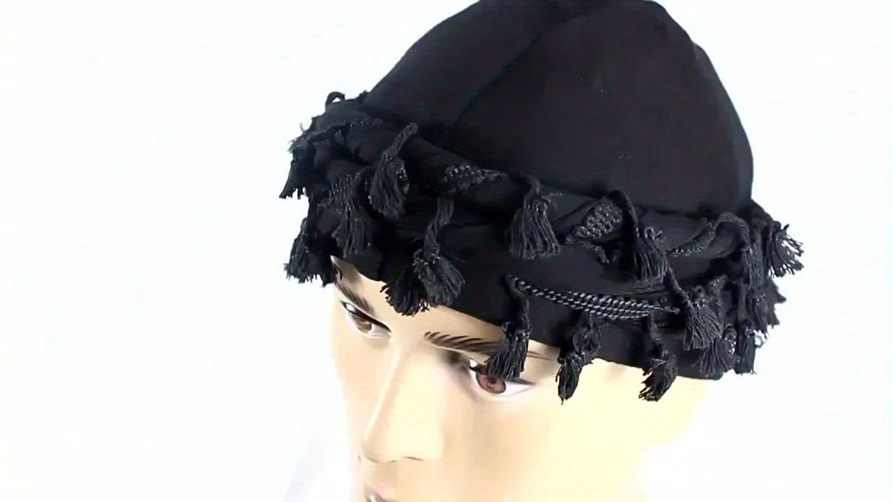 4pcs Funky Retro Tassel Headbands & Pirate Hats - Modal, Stretch Fabric for Men, Funky Personality Style
