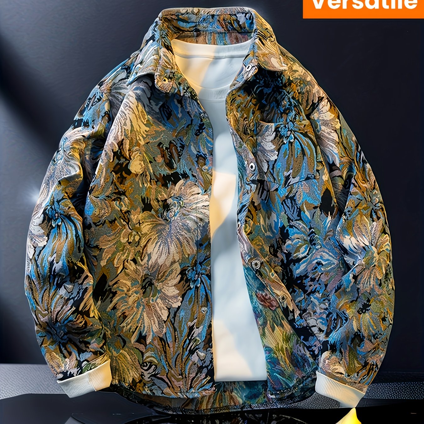 Men's Elegant Jacket - Button-Front Formality, All-Season Versatile Coat for Casual, Office, Events - Machine Washable Non-Stretch Fabric - Classic Fit for Everyday & Special Occasions, Event Attire, Artistic Embroidery, Nont