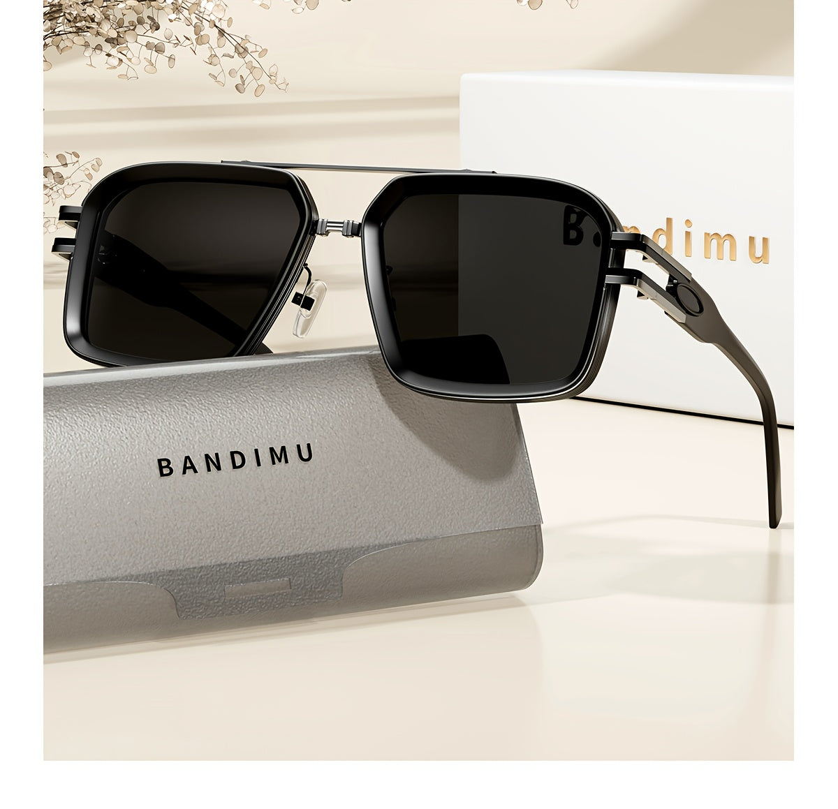 Bandimu Trend Modern Fashion Metal INS Wind Europe And The United States Fashion Casual Glasses Summer Sunscreen Casual Texture Versatile Fashion Street Shooting Glasses for Men And Women, with Eyeglasses Case, Glasses Cloth