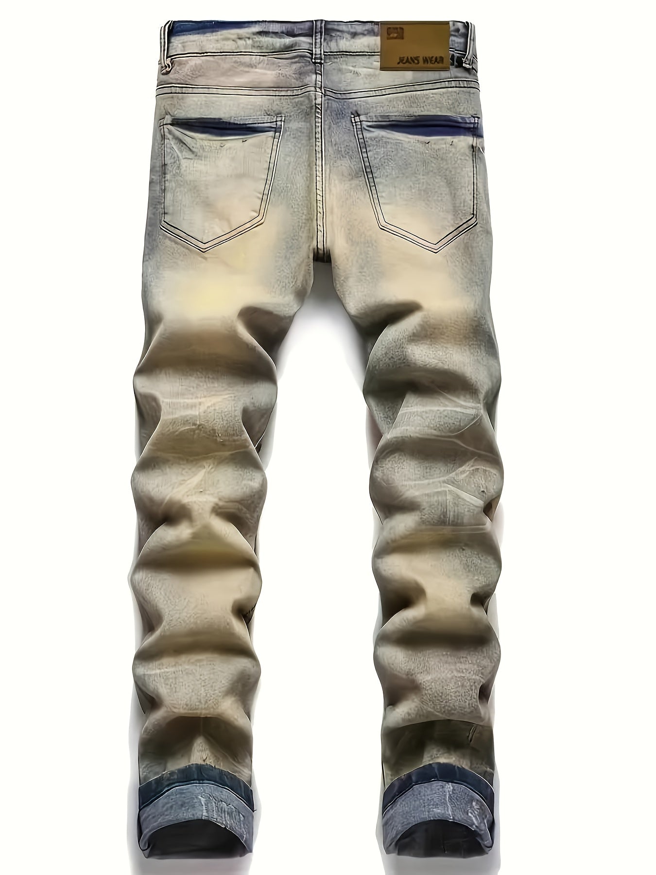 HME Men's Jeans - Stretch Denim Pants with Elastic Waist, Slim Straight Leg Fit, All-Season Streetwear for Hip-Hop, Y2K Outfits, Concerts & Casual Attire - Machine Washable Urban Fashion Jeans, Hiphop Outfit, Graffiti Print,